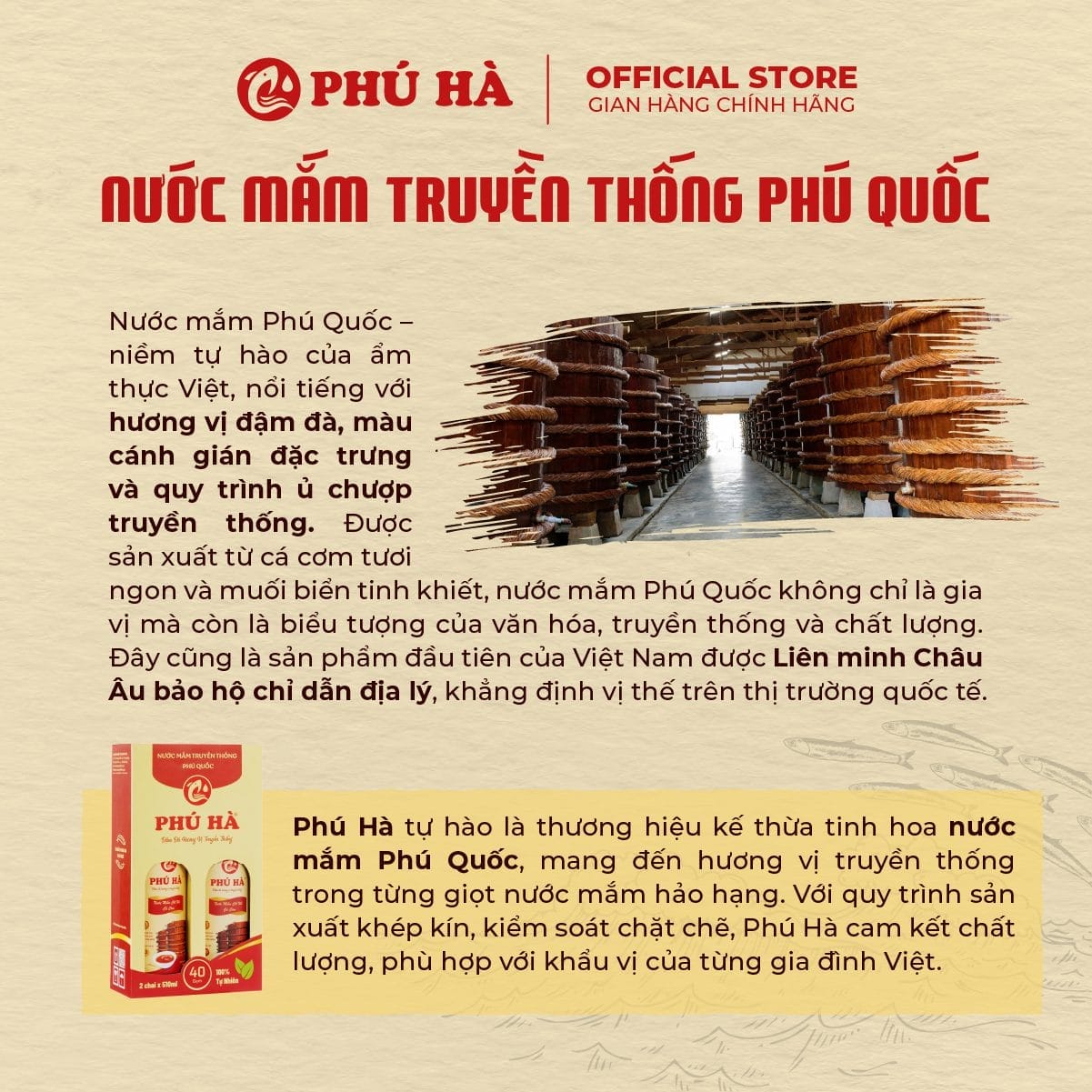 Nước mắm truyền thống Phú Quốc Phú Hà 40 độ đạm (1 chai 1 Lít) - Ảnh 2