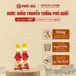 Nước mắm truyền thống Phú Quốc Phú Hà 40 độ đạm (Combo 2 chai 60ml)