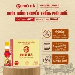 Nước mắm truyền thống Phú Quốc Phú Hà 40 độ đạm (Hộp 6 chai 60ml)