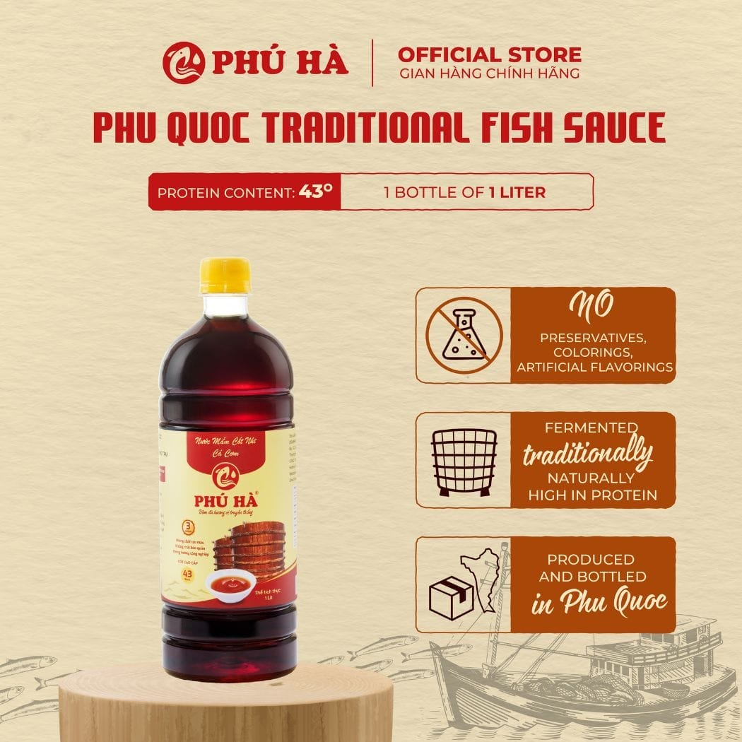 Phu Ha Traditional Phu Quoc Fish Sauce 43°N (1 Bottle of 1L)